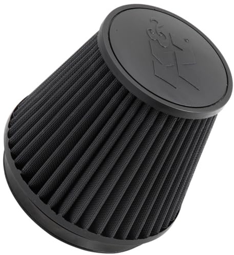 K&N Dryflow Lifetime Universal Clamp-On Air Filter: Dry Synthetic, Washable, Oil-Free: Flange Diameter: 6 In, Filter Height: 6 In, Flange Length: 1 In, Shape: Round Tapered, RU-3102HBK