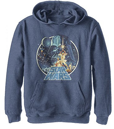 Star Wars Vintage Art Frame Boys Graphic Lightweight Hoodie - Blue -