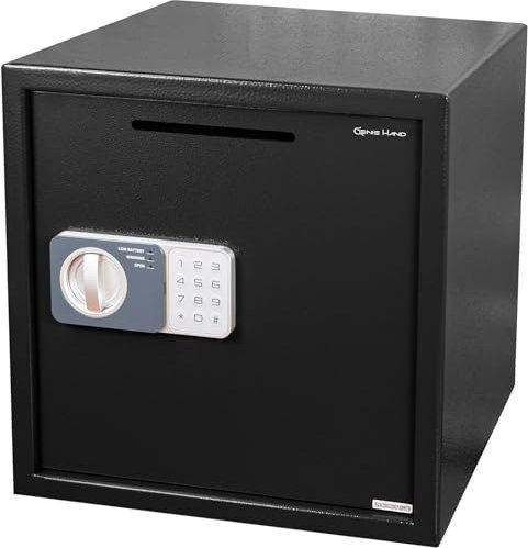 Genie Hand | Möbeltresor für Zuhause mit Elektronik Zahlenschloß und Schlüssel Tresor Safe mit Einwurfschlitz – B-Schloss – Anti-Bounce -Technologie