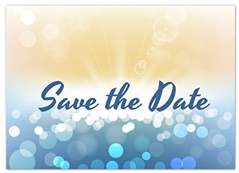 10 x Save the Date Karten mit Umschlag/Moderner Verlauf Blau Gelb/Hochzeit/Heiraten/Geburtstag/Party/Einweihung/Einladung/Verkündung