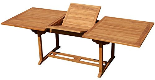 ASS Teak XXL Ausziehtisch 150/210x90 cm Holztisch Gartentisch Garten Tisch 150/210 Länge 90cm Breite Holz Modell: JAV-SABA