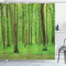 ABAKUHAUS Frühling Duschvorhang, Wald in einem sonnigen Tag, Stoffliches Gewebe Badezimmerdekorationsset mit Haken, 175 x 180 cm, Grün Braun