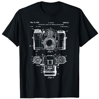 Patent Kamera Fotograf Vintage Retro T-Shirt