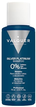 Válquer Profesional Siver Platinum Champú Matizador para Cabellos Blancos, Grises y Rubios - 75 ml