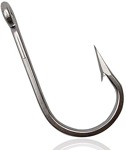 Saltwater Fishing Hooks Tuna Shark Hooks, 10pcs Stainless Steel Big Game Trolling Hooks Forged Ringed Thick Extra Sharp Hook Size 4/0-12/0