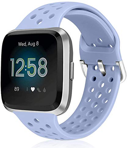 Runostrich Sport Strap Compatible with Fitbit Versa 2/Fitbit Versa/Versa Lite/SE, Soft Silicone Band Replacement Breathable Wristband Accessories for Smart Fitness Watch for Women Men (Light Purple)