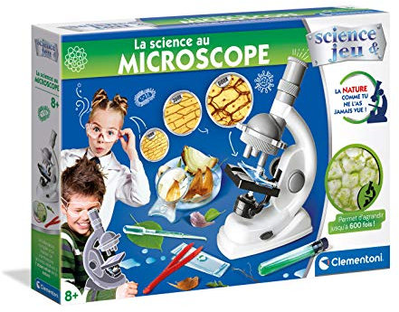 Clementoni 52525 Wissenschaft unter dem Mikroskop – wissenschaftliches Spiel – französische Version, 8 Jahre und älter, Mehrfarbig, 1333 gr