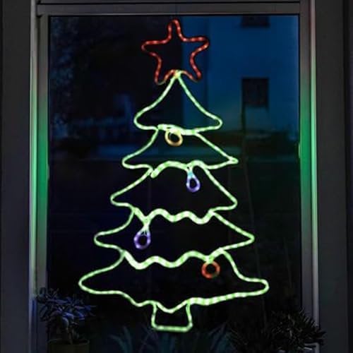garden mile Festive Lighting Large Pre-Lit Christmas Tree Rope Lights Xmas Tree Silhouette LED Lights Waterproof Indoor and Outdoor Christmas Decoration Xmas Home Decor (Christmas Tree)
