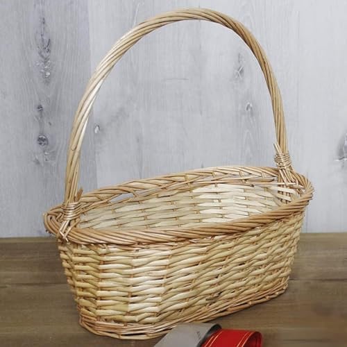Marco Paul Wicker Hamper Basket Kit Wicker Baskets With Handle Outdoor Picnic Basket Kid Child Party Flower Craft Gift Box Hamper Garden Harvest Baskets for Picnic Gift Ideas
