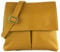 modamoda de T63LEDER Damen Leder Umhängetasche Schultertasche handmade in Italy, Farbe:Senfgelb