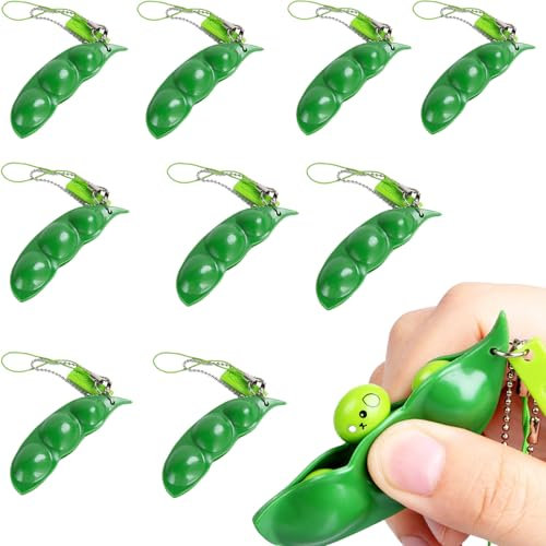 Spldsun 10 Stück Schlüsselanhänger Anhänger, Niedliche Squeeze Bean Schlüsselanhänger, Interessantes Gerät, Kann als Schlüsselbund Verwendet Werden und Stress Abbauen