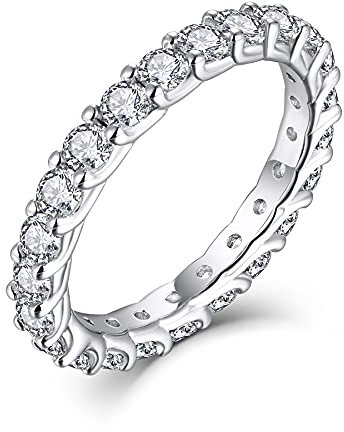 Starnny Damen Ringe Sterling Silber 925 Ewiger Ring 3A Zirkonia Verlobungsring für Damen,59