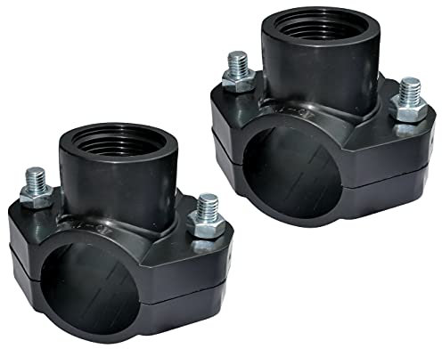 AERZETIX - C51884 - Lot de 2 Colliers de Prise en Charge pour Tuyau Ø40 - Filetage 1'' - à 2 boulons - Collier de dérivation de conduites Secondaires