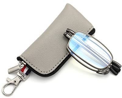 ZUVGEES Mini Metall Falten Blaulichtfilter Lesebrille (Grau, 3.50)
