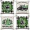 JOTOM Weihnachten Kissenbezug wasserdichte Kissenhülle 45x45cm 4er Set Sofakissen Dekokissen Bezug für Sofa Zimmer Outdoor Balkon Terrasse Patio Garten Outdoor (Schwarz-Weiß Kariertes Weihnachten B)