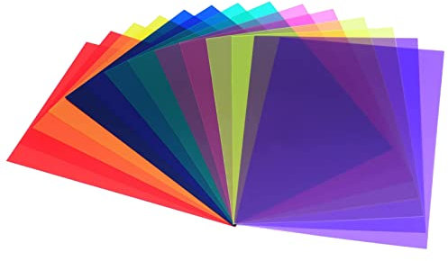 14 Pieces Correction Gel Light Filter,Transparent Color Lighting Film Plastic Sheets,Light Filters Film with 7 Colors for Photography Flash,29.7x21CM
