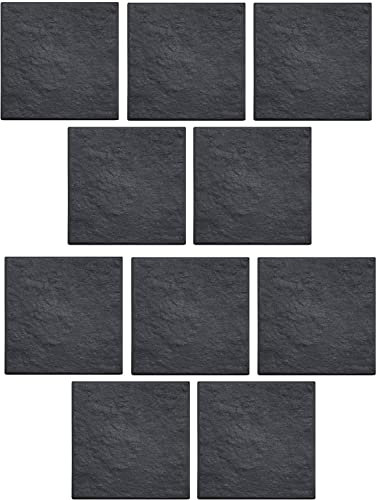 KAM Labelz Black Marble Effect Square Stomping Stone- Set of 10 Slates, Set of 4 Slates and Only 1 Slate| Home Garden Walkway Stomp Stepping Stone Tiles Slate Paving - Hard Wearing