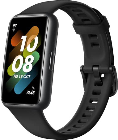 HUAWEI Band 7, schlanke Bildschirm, 2 Wochen Batterielebensdauer, SpO2 und Herzfrequenz, Schlaf und Stress, 96 Trainingsmodi, Schwarz