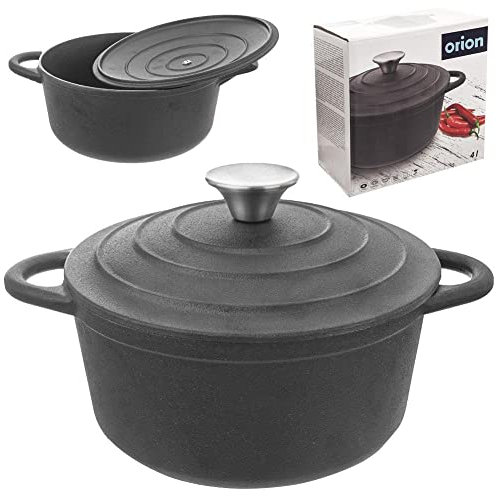 Gusseisentopf Kochtopf Kessel aus Gusseisen mit Deckel schwer 23 cm 4l