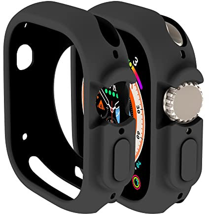 Hülle Kompatibel mit Apple Watch Ultra 3 /Ultra 2 /Ultra 49mm hülle rundum stoßfeste TPU Silikon Protective Schutzhülle Bumper Leicht und stoßdämpfend Kratzfest Schutz Case (Schwarz)