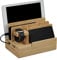 Relaxdays Stazione di Ricarica Multipla, Docking Station per Apple Watch, Tablet e Smartphone, 15x21,5x15 cm, Naturale, bambù