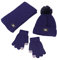 NautySaurs Jungen Mädchen Mütze Schal und Handschuhe Set Winter Thermo Strick Häkelmütze Bommelmütze Fleece Gefüttert Beanie für Kinder im Alter von 2-8 Jahren, navy, Einheitsgröße