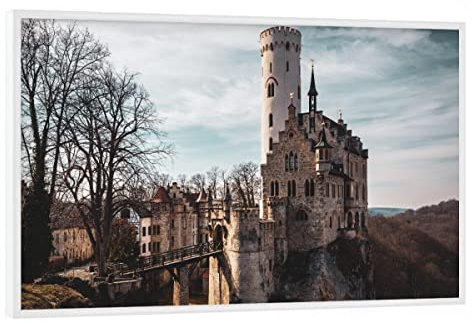 artboxONE Poster mit weißem Rahmen 45x30 cm Architektur Lichtensteiner Schloss - Bild Burg Burg Burg Lichtenstein