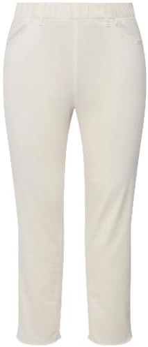 Ulla Popken Damen 7/8 Mit Fransensaum, Sienna Freizeithose, Offwhite, 62 EU
