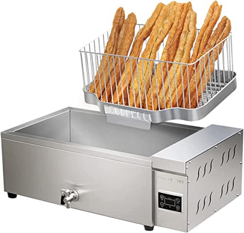 Freidora eléctrica, dos tipos de control de botón giratorio de computadora Cesta de encimera de 25 l Freidora de grasa profunda de acero inoxidable Restaurante Papas fritas caseras Chip