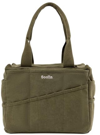 Soolla Studio Bag: Pottery Tool Bag & Craft Storage, Art Supply Organizer, Washable Tote, Knitting Yarn, Crochet Projects, 30 Pockets, 20+ Canvas Colors, Gift for Artists & Teachers (Forest Green)