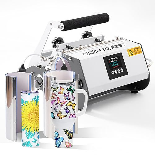 Craft Express Thermo-Pressmaschine für Sublimationsbecher, 1,1 l, 850 ml, Kombi-Tumbler-Presse für Sublimationsrohlinge, Edelstahlbecher, 590 ml, Sublimationsflaschen, 2 Heizungen