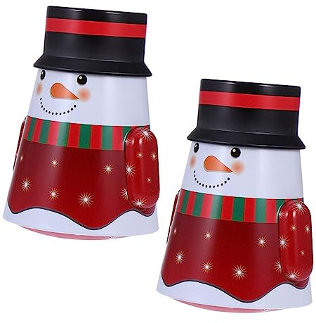 ABOOFAN 2er-Box Blechdose Zur Aufbewahrung Keksdosen Weihnachtsdose Aus Metall Weihnachtsmann-bonbondose Weihnachtliche Bonbonglasdekoration Schneemann-kanister Eisen Süßigkeiten-Stand