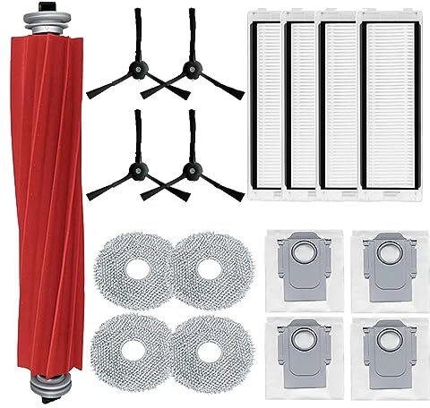Odashen Juego de 17 accesorios de repuesto para Roborock Q Revo para robot aspirador Roborock P10, cepillo principal, paño de fregona, bolsa de polvo, filtro Hepa, cepillo lateral (negro)