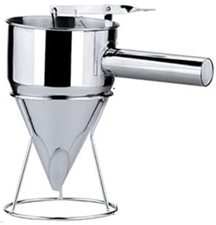 zalati Embudo Dispensador de masa para panqueques de acero inoxidable con pistón y soporte para pasteles, postres, panadería, Ø 8 mm
