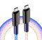 Galaxy S25/S25 Ultra/S24/S24 Ultra Charger Cable, S25 EDGE/A35/A55/S24 5G/S24+ 60W Led Light Up Glowing USB C Cable, Aluminum Shell Fast Charging Wire RGB Colorful Light Cord for All Type C Device