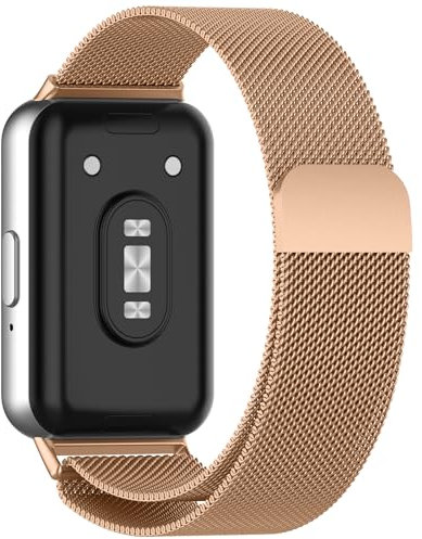 Niboow Armband Kompatibel mit Samsung Galaxy Fit 3, Edelstahl Einstellbar Ersatzband Magnetversch Mesh Metall Uhrenarmband Armbänder für Samsung Galaxy Fit 3 - Roségold