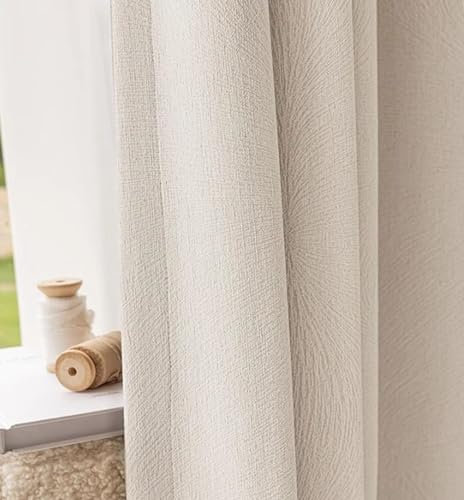 Daesar Schiebevorhänge Blickdicht 2er Set 137x274CM, Verdunkelungsvorhang Schienensystem Kinderzimmer Nordisch Einfach Cremeweiß Gardinen Vorhänge Schlafzimmer Wohnzimmer