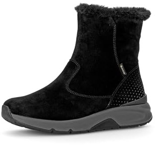 Gabor Damen Combat Boots, Frauen Stiefeletten,Winterschuhe,warm,gefüttert,Stiefel,Bootee,Booties,halbstiefel,schwarz (Warmf.),42 EU / 8 UK
