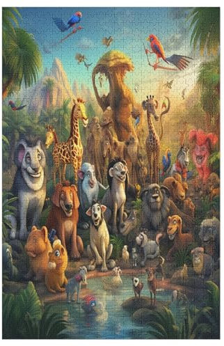Für Erwachsene 1000-Teiliges Tierwelt -Puzzle, Holzbrett-Puzzle, Puzzle Für Kinder, Geschenke, （78×53cm）
