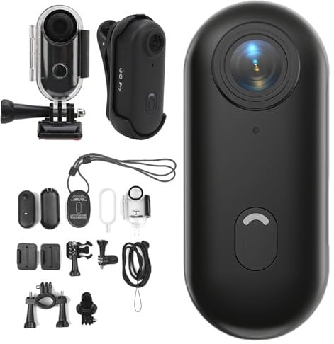 Bewinner New 4K 8MP WiFi Pet Collar Camera Pro Kit | Wearable Wireless Action Camera | 120° Wide Angle Helmet Camera with Underwater Case for Outdoor Sports (Black)