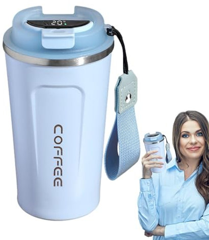 Kaffee Reisebecher - Isolierbecher Thermobecher mit digitaler Temperaturanzeige | Sportgetränkebehälter | Temperatur Wasserflasche für Wasser, Tee, Kaffee und Saft