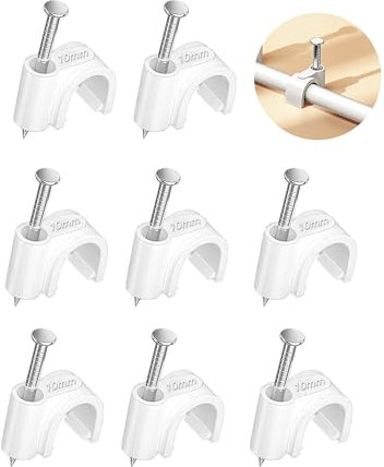 Jadaol 100Pcs 10mm White Cable Clips, Ethernet & Speaker Wire Clips, Cat5/Cat6/Cat7/Cat8 RJ45 Cables