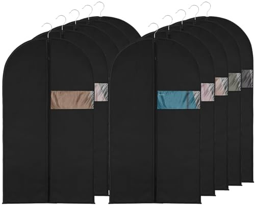Zythrem 10 Stück Kleidersack Anzug 100x60cm Kleidersäcke Schwarz Kleiderschutzhülle Kleidersäcke Mottensicher Kleiderhüllen Anzug Schutzhülle mit Reißverschluss für Anzug Jacke Kleid Aufbewahrung