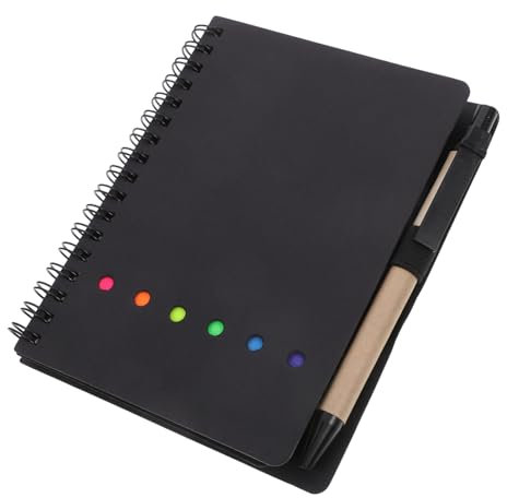 Lurrose Spiralnotizbuch Mit Stifthalter Und Haftnotizen Notizblock Mit Registerkarten Für Home-office-schulbedarf Schwarz