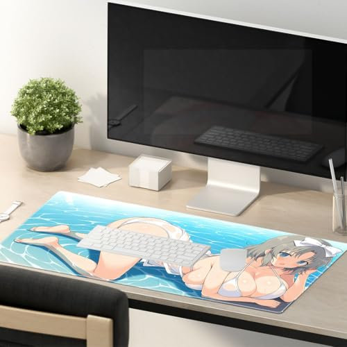 PORNHUX Sexy Anime Girl Aesthetic Gaming Mouse Pad 800x400 XL, Stitched Edges, Waterproof, Anti-Slip, Improves Precision and Speed, Gaming, Office