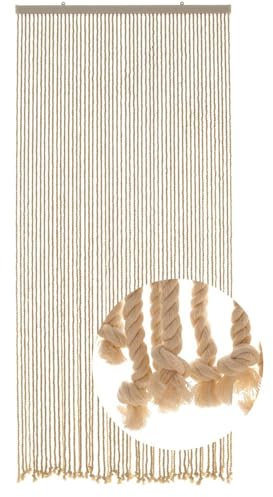 HAB & GUT -DV0110- Seilvorhang Türvorhang MARE 54 Stränge 90/200 cm Beige Zimmertüren Insektenschutz Balkon Terrasse Boho