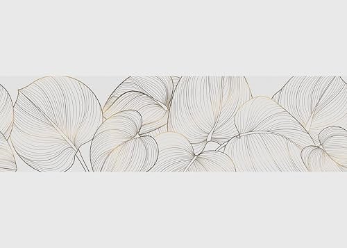 AG Design Bordure Autocollante Feuilles d'or, AWB 8436 | Décoration Étanche pour Murs, Revêtements Muraux et Portes, Film, Multicolore, Étanche | Largeur 500 cm x Hauteur 13.8 cm