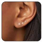 XSDSLS 3 Paar Ohrstecker Damen Hypoallergen Ohrringe Stecker mit Zirkonia Knorpel Blume Ohrringe Klein Stapelbar Set Mehrere Ohrlöcher Schmuck Geschenk (Roségold)