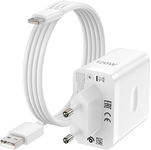 120W Cargador y Cable USB C para realme GT6 6T GT 7T 7Pro Racing 5G SUPERVOOC Adaptador de Cargador con Carga Rápida Tipo C Cable 1 Metro Carga Flash para Realme GT Neo6 SE GT5 Pro 11 Pro+ Pad OPPO