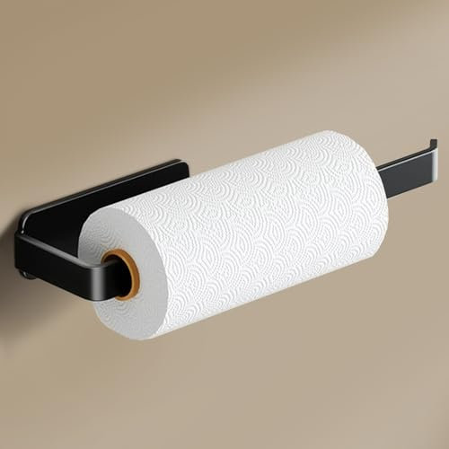 Porte-rouleau d'essuie-tout autocollant en acier inoxydable mat pour cuisine et camping-car - Rangement et organisation pratiques - Noir